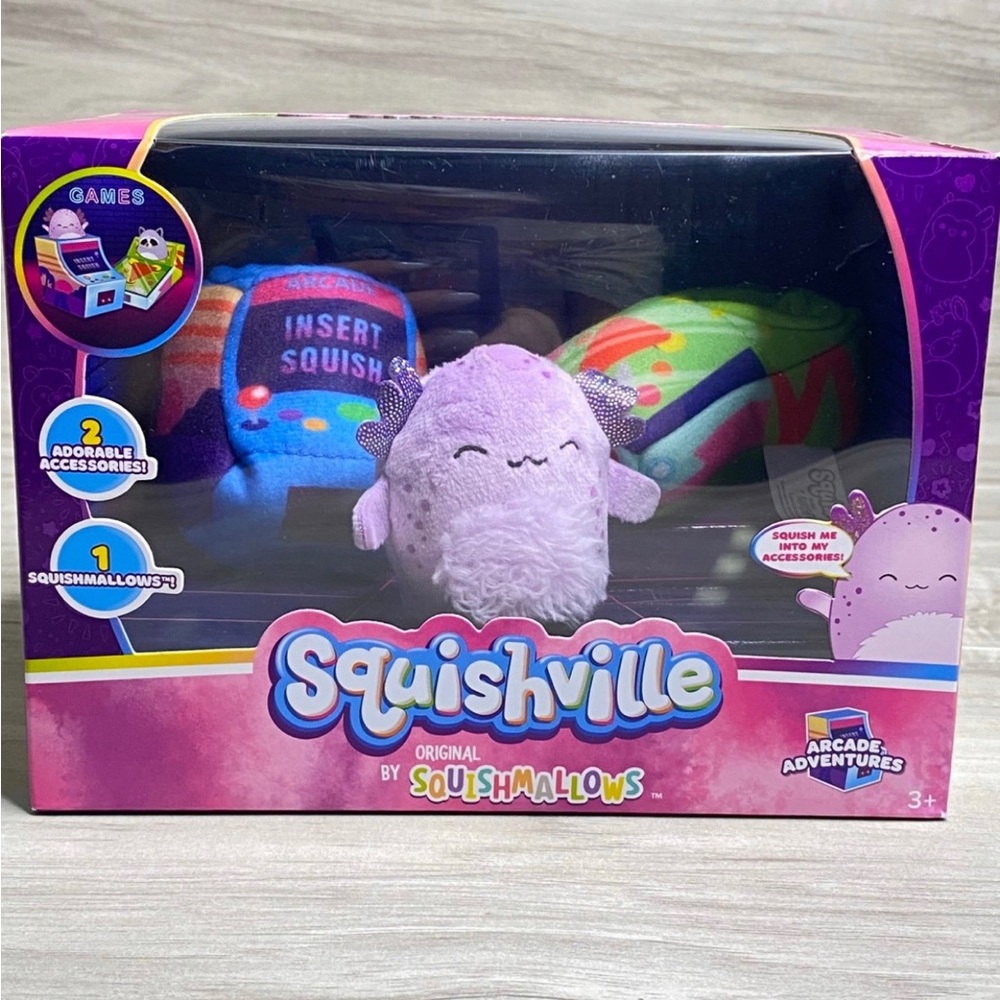 Squishmallow Squishville Minis Amala the Axolotl 3 piece Arcade Adventures